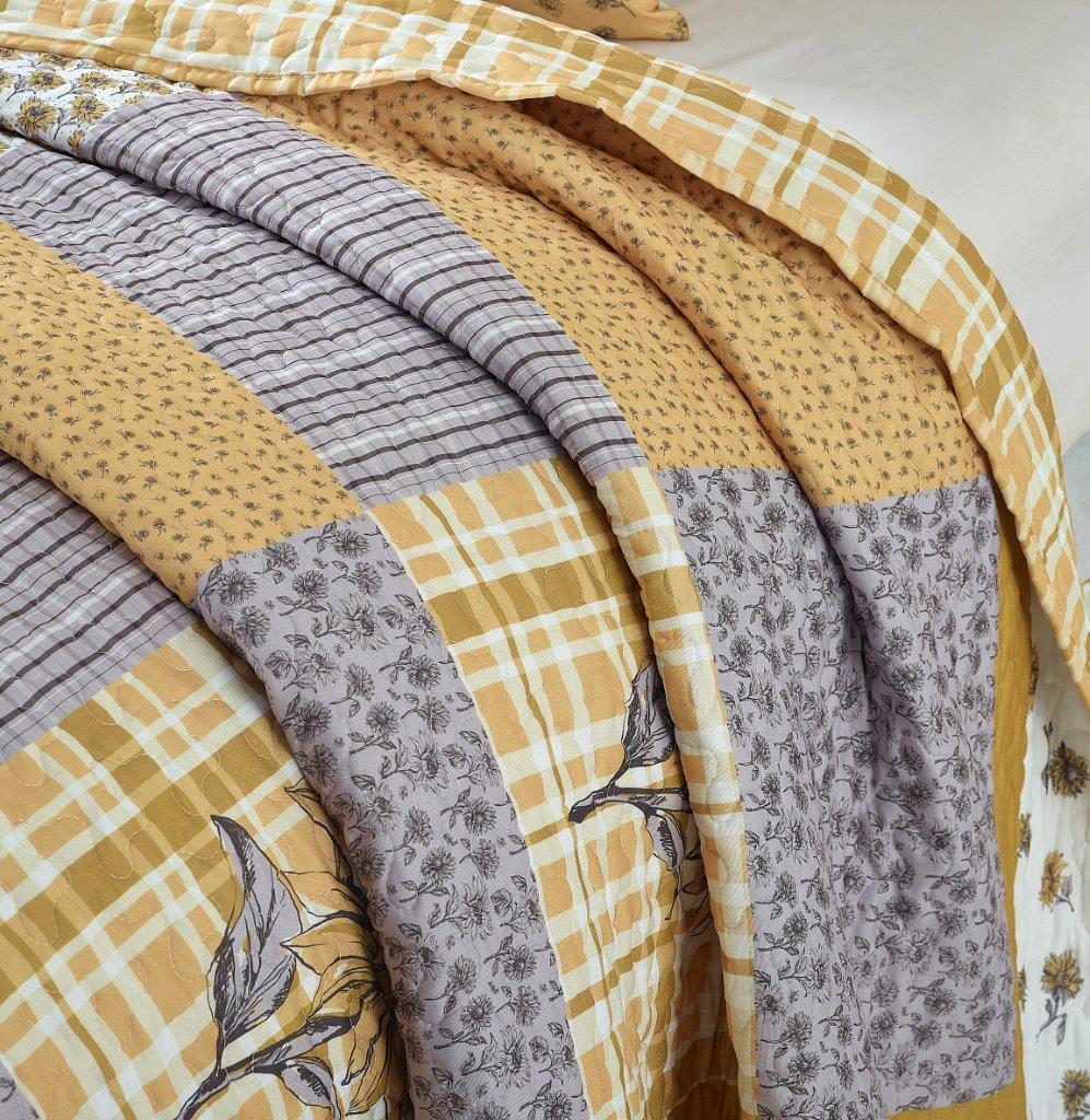 Virah Bella - Sunshine - Lightweight Reversible Quilt Set with Decorative Pillow Shams