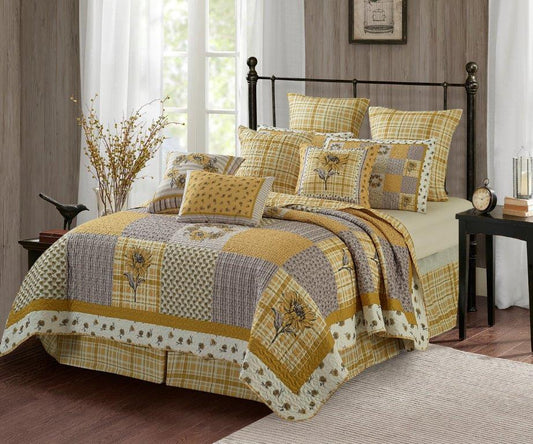 Virah Bella - Sunshine - Lightweight Reversible Quilt Set with Decorative Pillow Shams