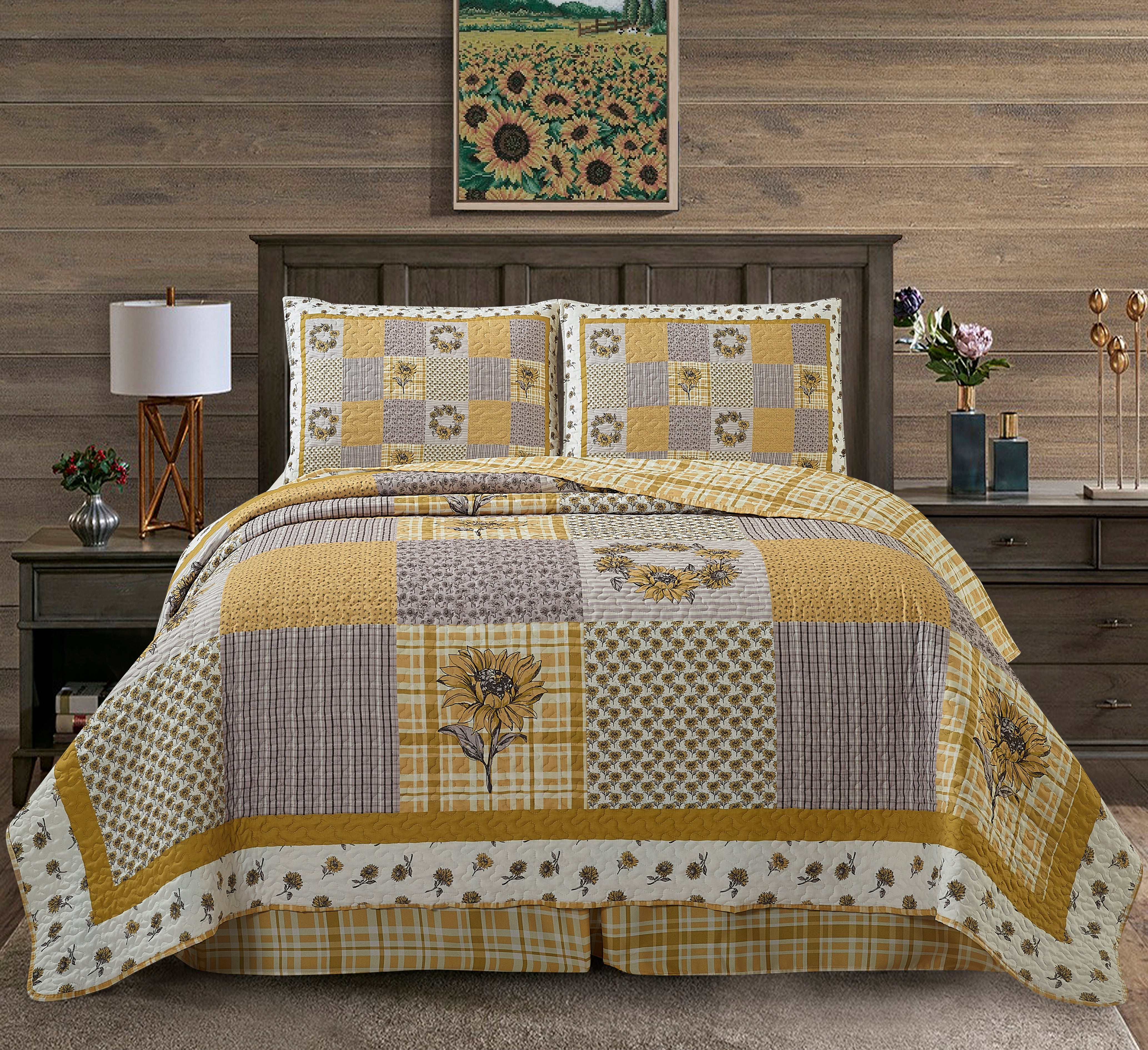 Virah Bella - Sunshine - Lightweight Reversible Quilt Set with