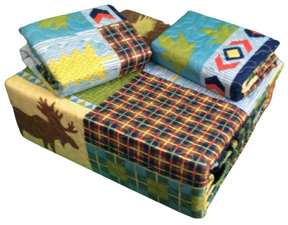 Virah Bella - Lake and Lodge - Lightweight Reversible Quilt Set with Decorative Pillow Shams