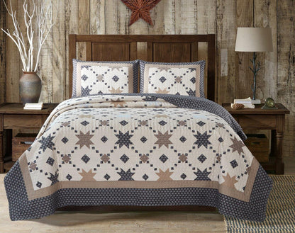 Virah Bella - Midnight Star - Lightweight Reversible Quilt Set with Decorative Pillow Shams