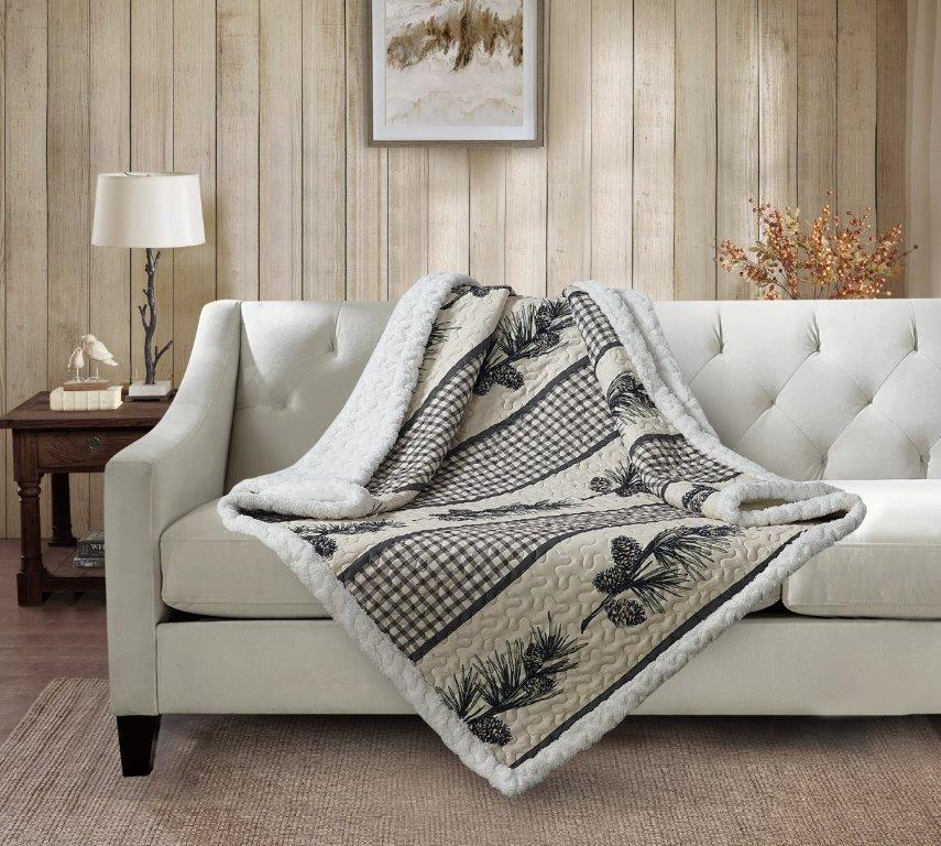 Virah Bella - Cascade Falls - Quilted Sherpa Throw Blanket 50"x60"