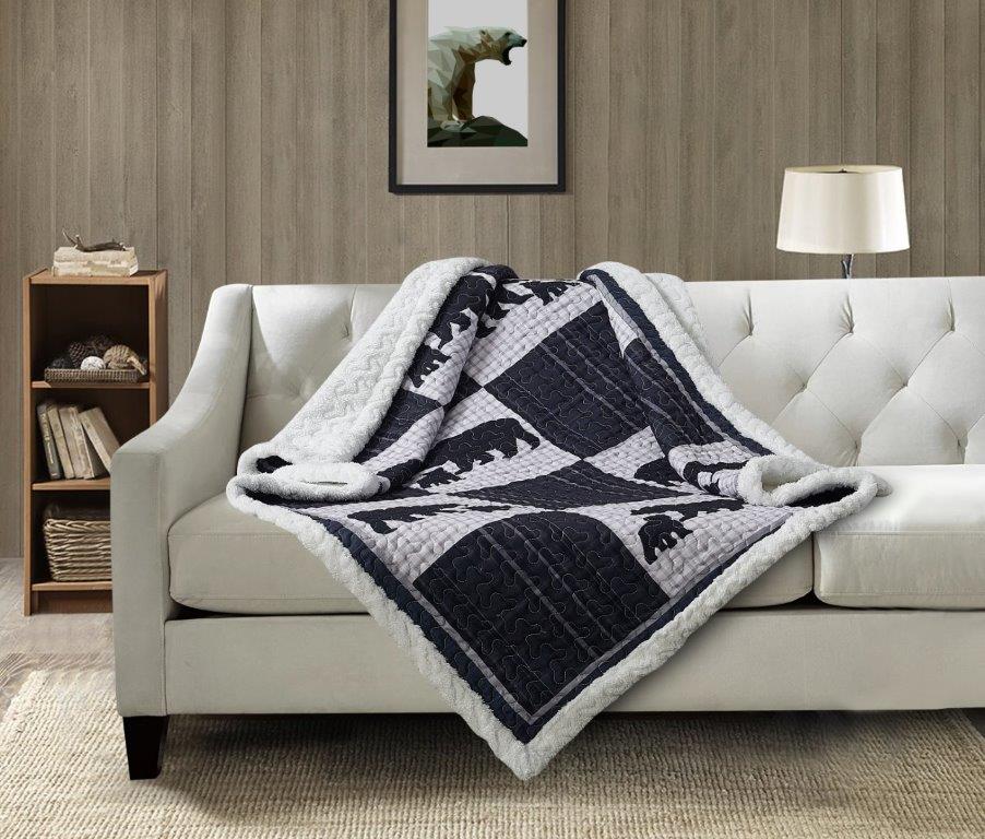 Virah Bella - East Forge - Quilted Sherpa Throw Blanket 50"x60"