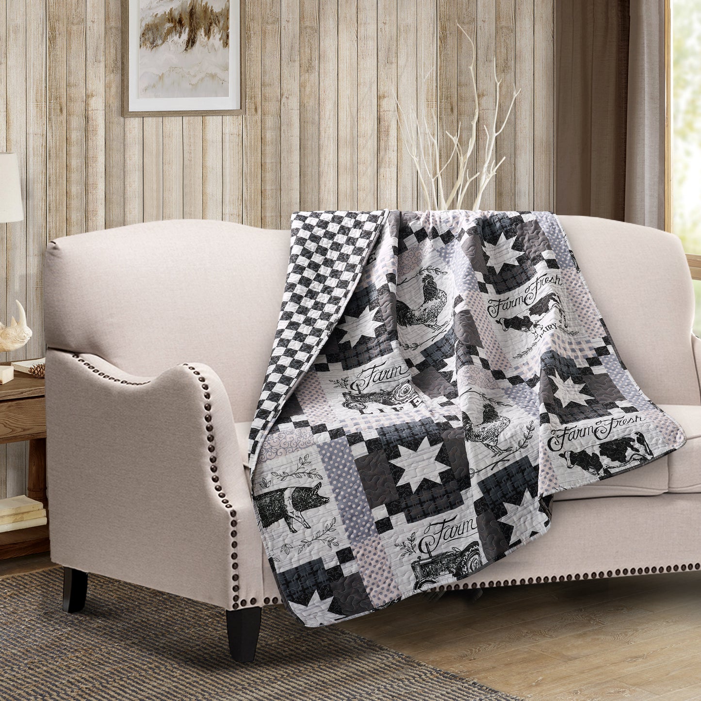 Virah Bella - Farm Life - Lightweight Quilted Throw Blanket 50" x 60"