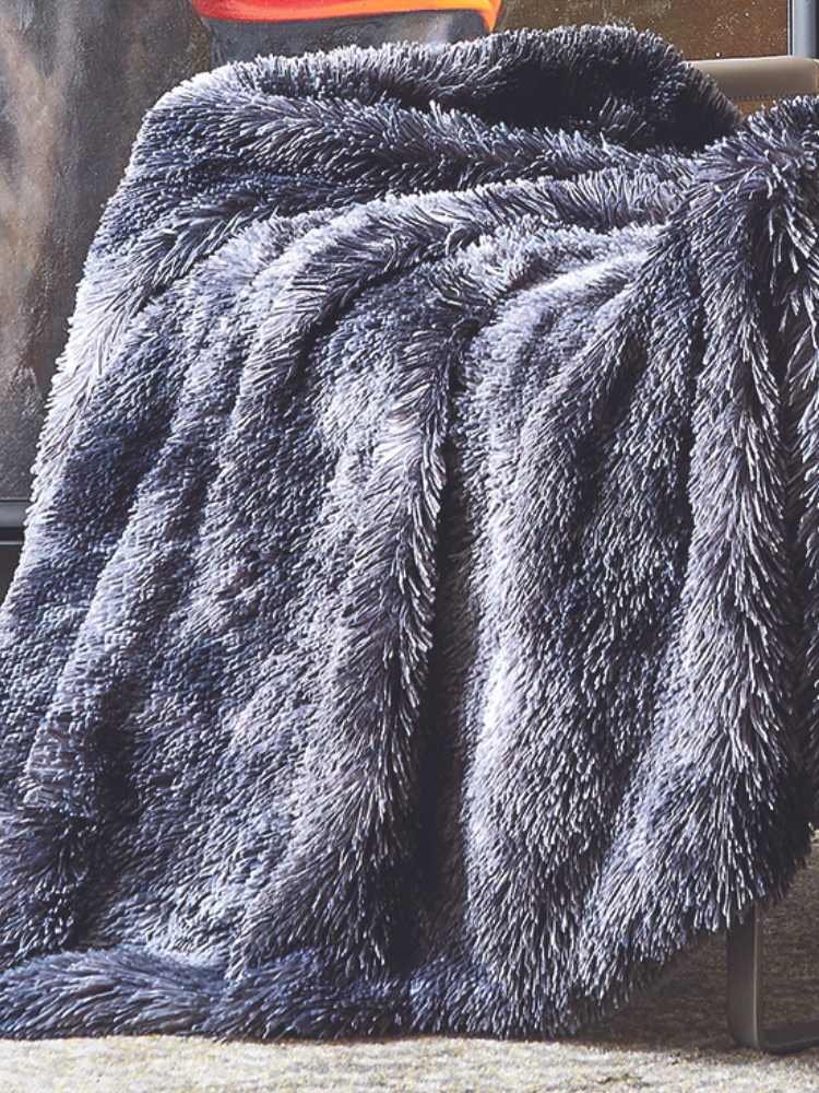 Regal Comfort - Tie Dye Black Ombre - Faux Fur Plush Throw Blanket 50"x60"