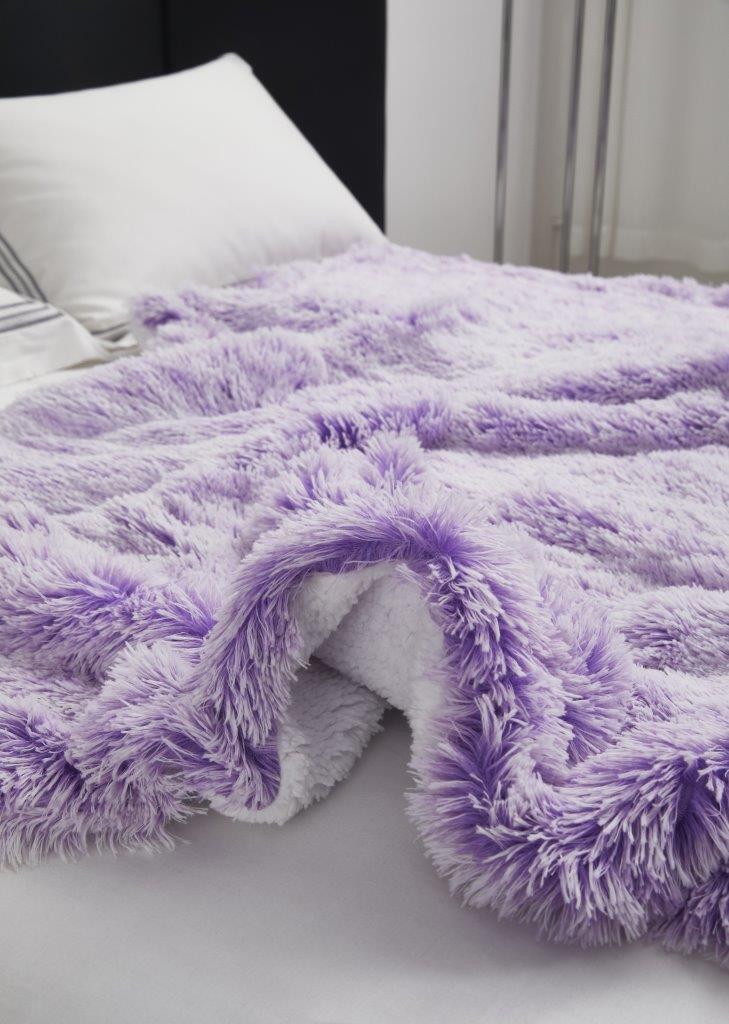 Regal Comfort - Orchid Frost - Faux Fur Plush Throw Blanket 50"x70"