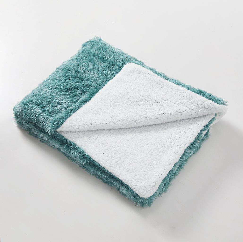 Regal Comfort - Emerald Frost - Faux Fur Plush Throw Blanket 50"x70"