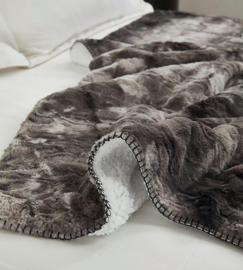 Regal Comfort - River Rock - Faux Fur Plush Throw Blanket 50"x70"