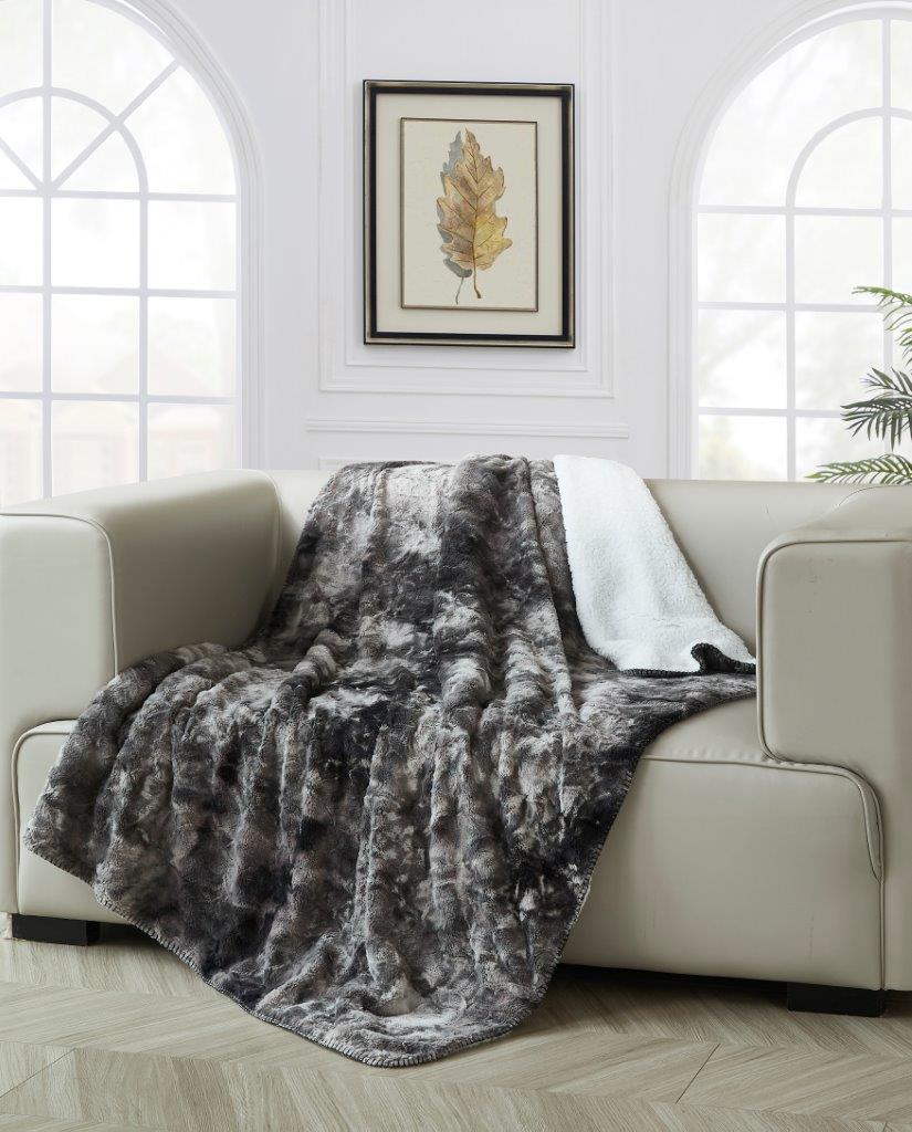 Regal Comfort - River Rock - Faux Fur Plush Throw Blanket 50"x70"