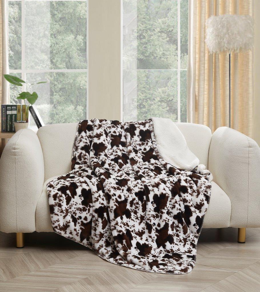 Regal Comfort - Chestnut Rodeo - Faux Fur Plush Throw Blanket 50"x70"