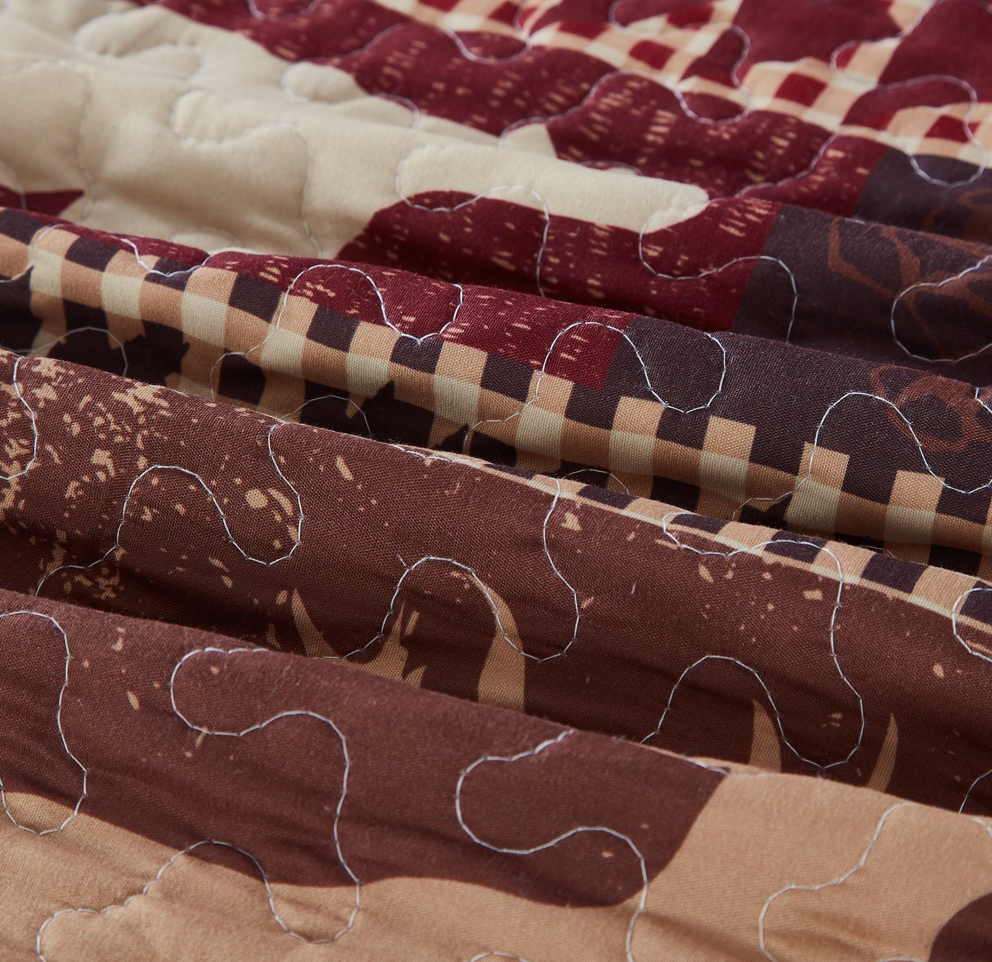 Virah Bella - Autumn Forest Burgundy - Lightweight Reversible Quilt Set with Decorative Pillow Shams